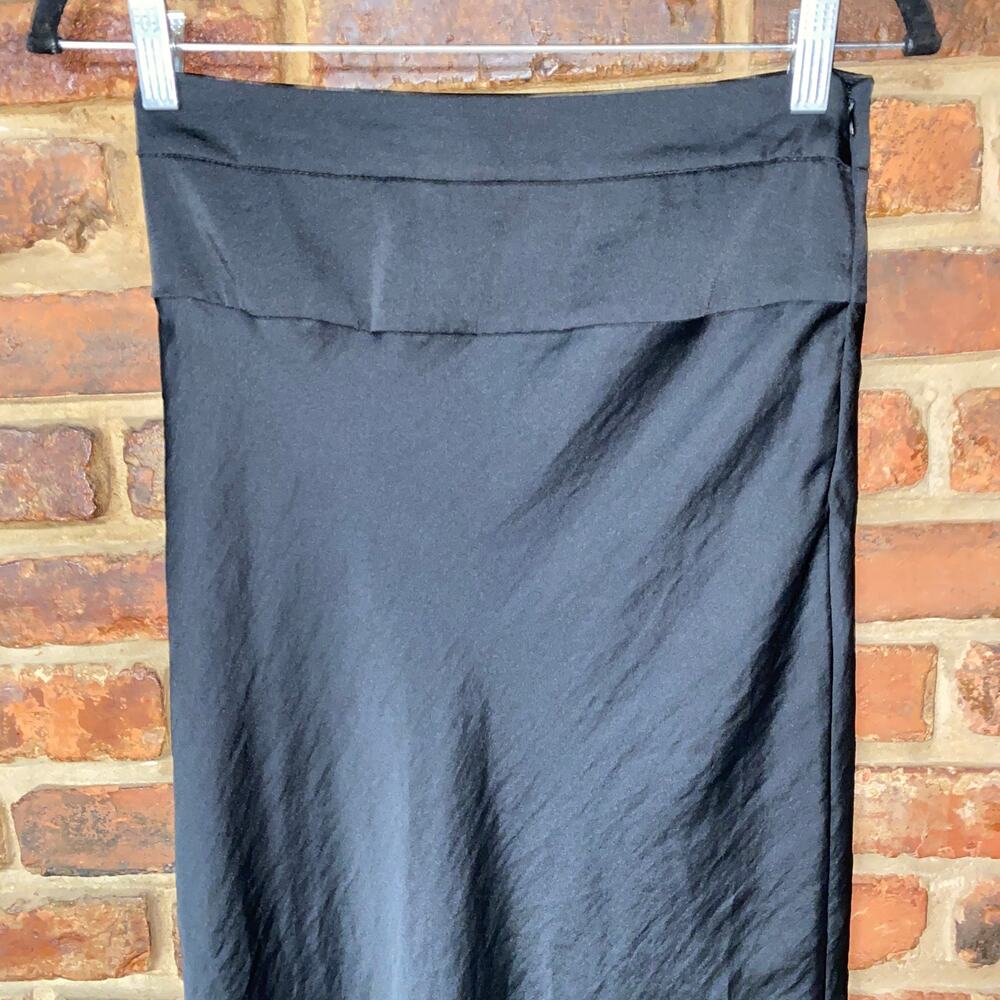 Free People Black Normani Bias Satin Midi Slip Skirt Women's Size 4 - Picture 3 of 8